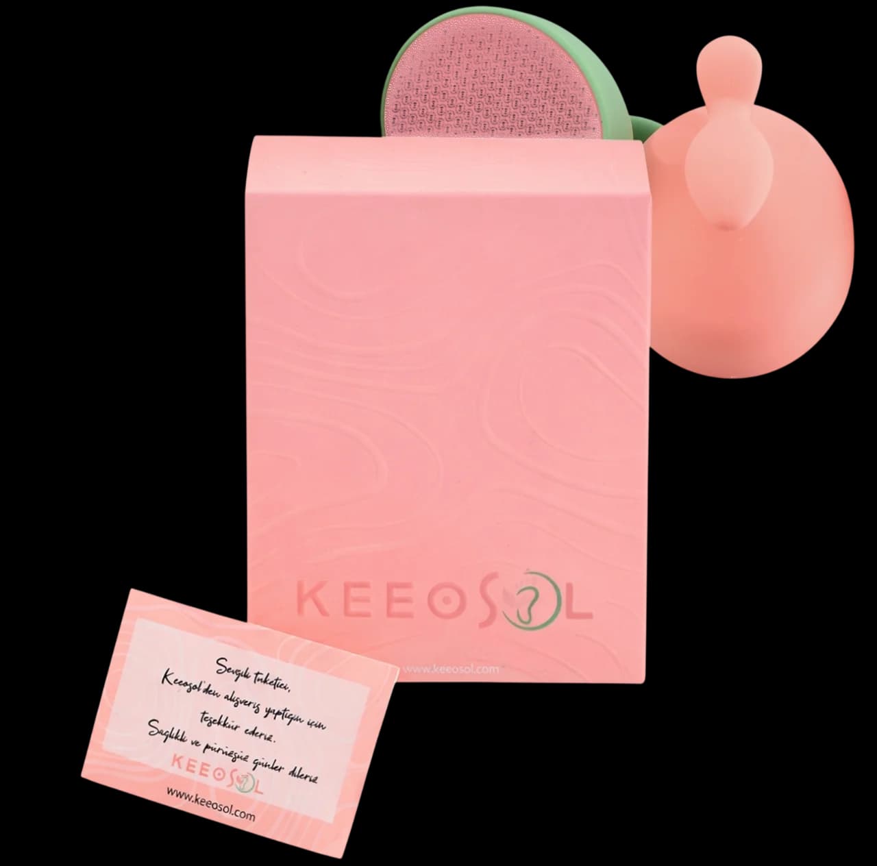 Keeosol kutusu ile pembe ve yeşil Keeosol